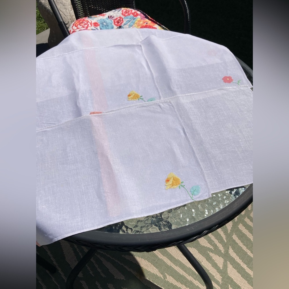 Vintage Handmade Placemats Appliqué Flowers Yellow Pink Pastel Floral Lot of 6
